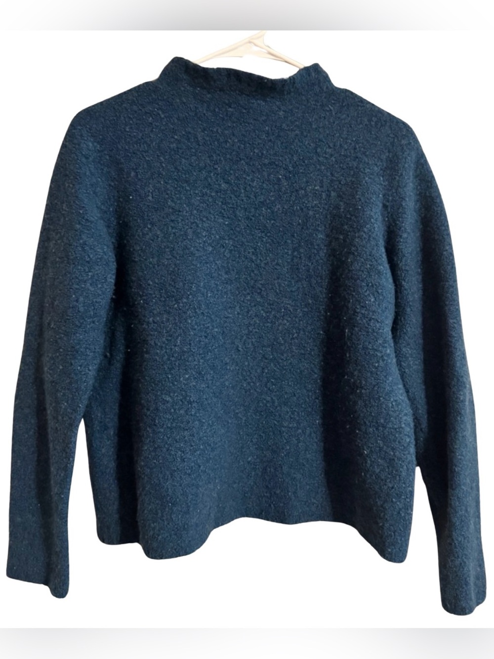 LL Bean Sweater Women Small Merino Wool Blend Mock Neck Blue Pullover Australia